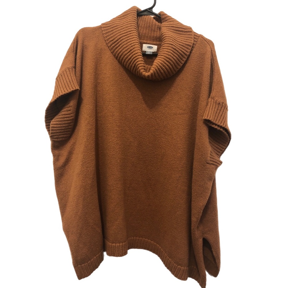 Old Navy Cape Shaw Knit Turtleneck Sweater cape tan camel